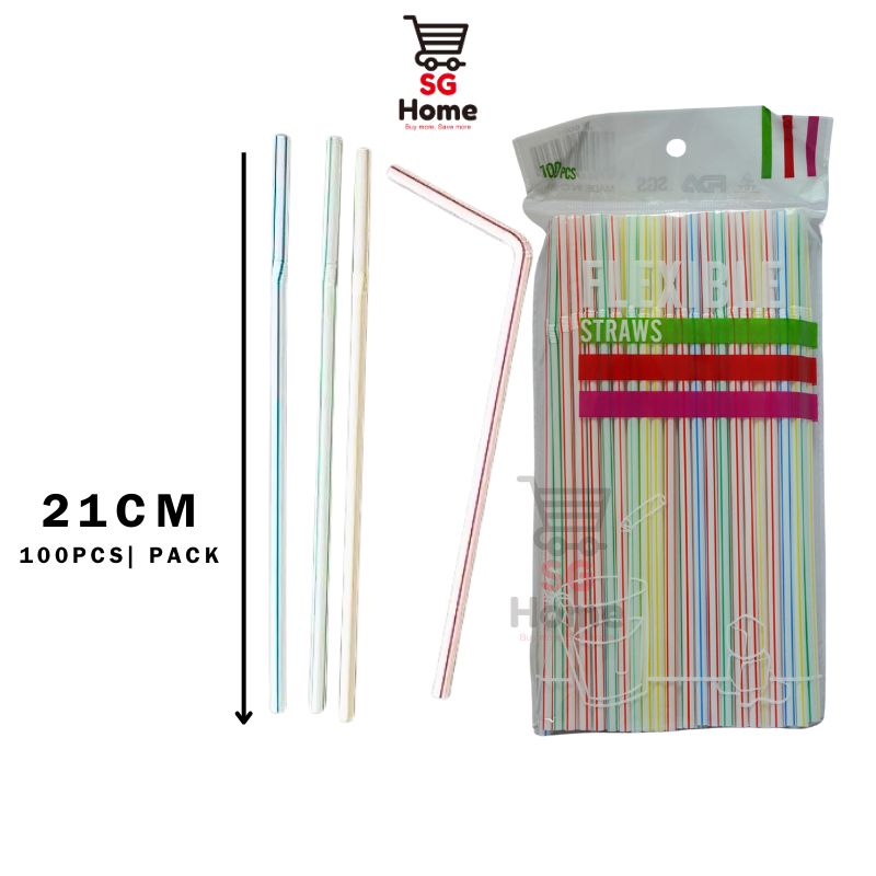 Disposable Straw | Flexible Colourful 100 PCS