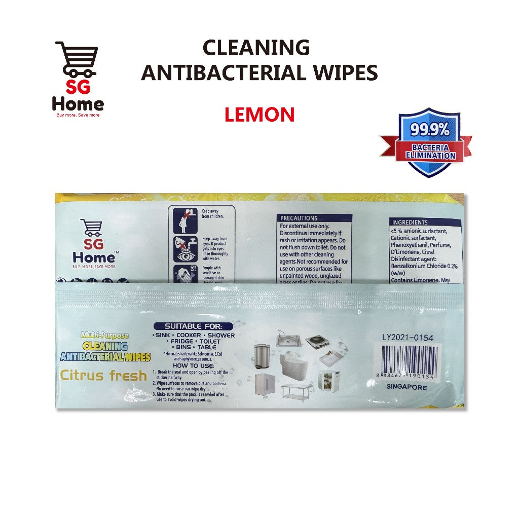 Antibacterial Wipes | Lemon Wet Wipes | Cleaning Wipes wet tissue | Thick Wet Wipes | Xl Large Size | 90 Sheets / pack