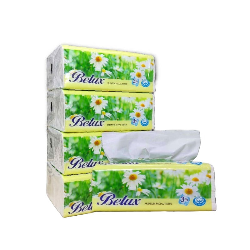 Belux Facial Tissue Soft Paper Packet | 100% Virgin Pulp 3ply 12 pack | 20 packs GREEN