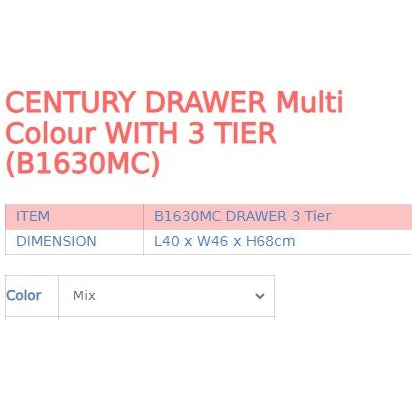 Century Multi tier Plastic drawer 3/4/5 Tier