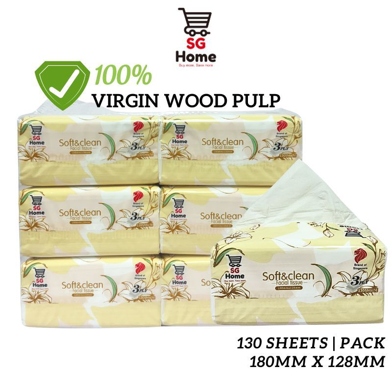 Tissue Packet | 3 Ply Tissue Paper |100% Virgin Wood Pulp | 130 Sheets/Pack X 60Packs CTN