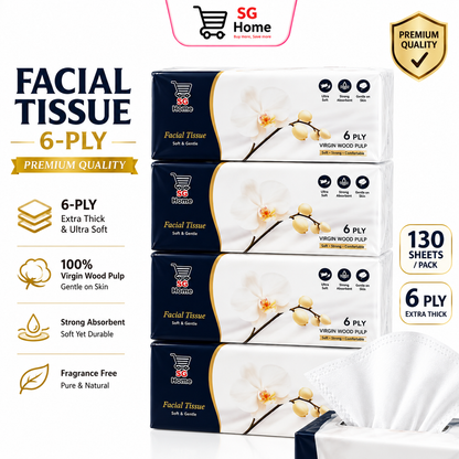 [4 packs] Tissue Paper Soft Packet | Pack Tissues | Tissue Cover Facial Tissue l 100% Virgin Pulp 130 sheets | 3 Ply