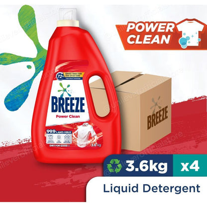 Breeze Liquid Detergent Power Clean Anti-Bacterial and Colour Protect Goodbye Musty 3.6Kg X 4 Bottles/CTN