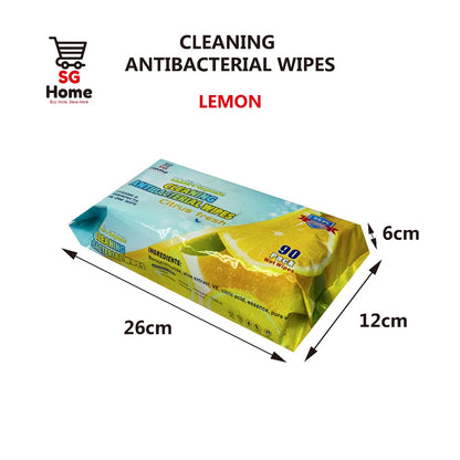 Antibacterial Wipes | Lemon Wet Wipes | Cleaning Wipes wet tissue | Thick Wet Wipes | Xl Large Size | 90 Sheets / pack