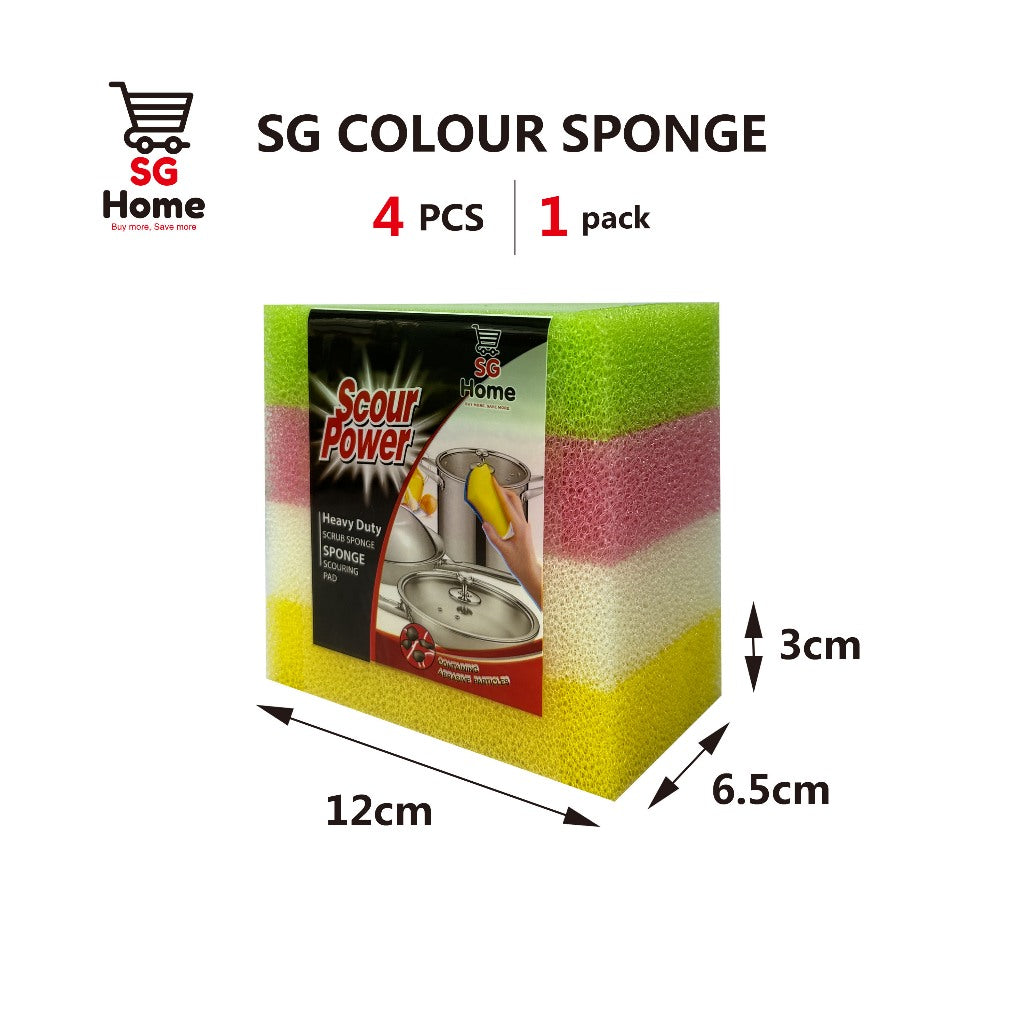 Heavy Duty Scrub Sponge Color Sponge 4pcs