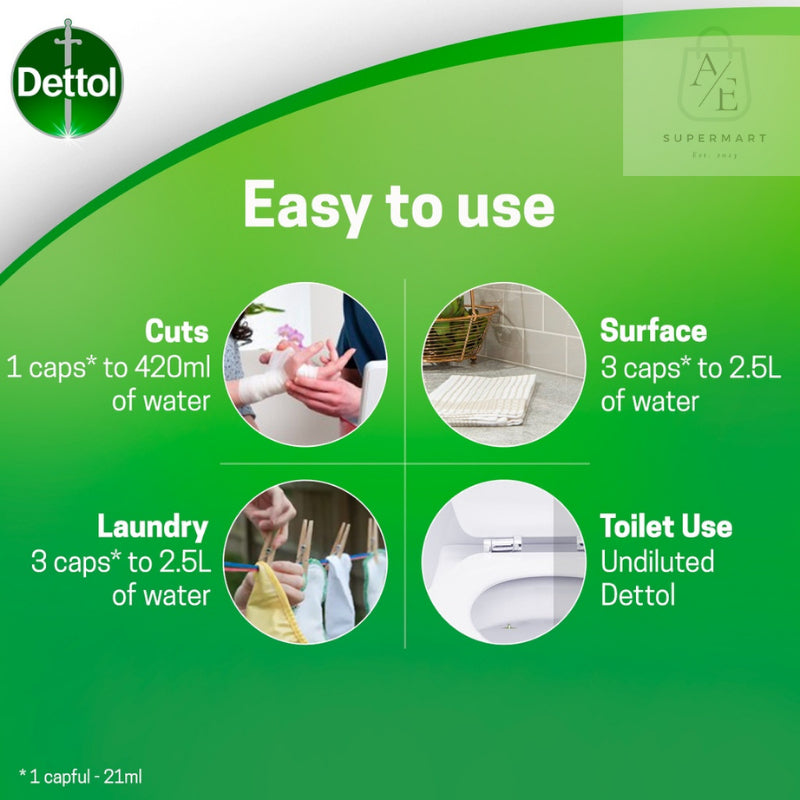 Dettol Antiseptic Germicide Liquid  (Kills 99.9 Percent of Germs) - 1L 550ML
