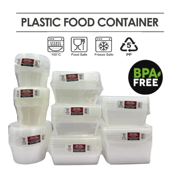 Disposable Plastic Food Container | Takeaway Lunch Box | Food Storage Box | BPA Free