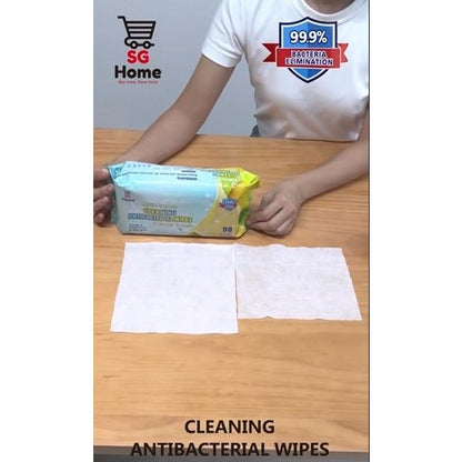 Antibacterial Wipes | Lemon Wet Wipes | Cleaning Wipes wet tissue | Thick Wet Wipes | Xl Large Size | 90 Sheets / pack