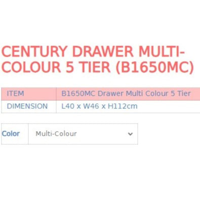 Century Multi tier Plastic drawer 3/4/5 Tier