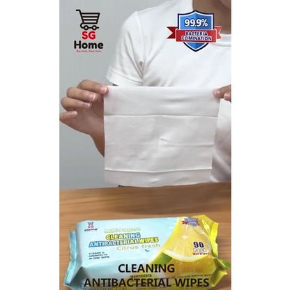 Antibacterial Wipes | Lemon Wet Wipes | Cleaning Wipes wet tissue | Thick Wet Wipes | Xl Large Size | 90 Sheets / pack