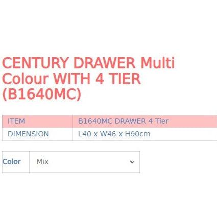 Century Multi tier Plastic drawer 3/4/5 Tier