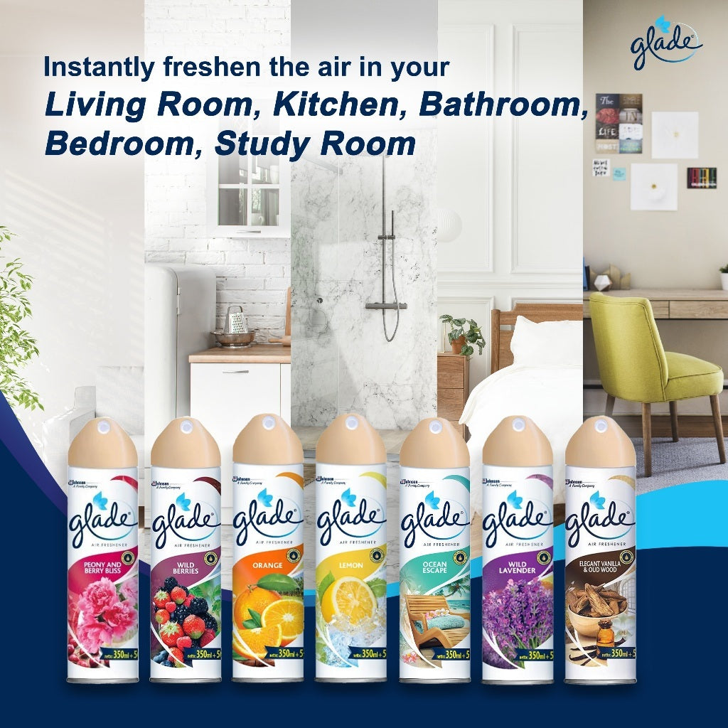 Glade Air Freshener Spray Fragrance Scent Spray Deodorizer Home | Car Ocean Peony Lemon Lavender 350ml [Mix & Match]