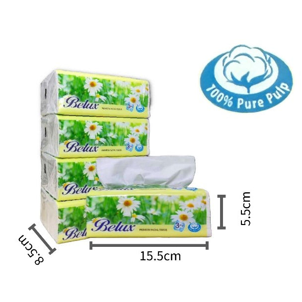 [4 packs] Tissue Paper Soft Packet | Pack Tissues | Tissue Cover Facial Tissue l 100% Virgin Pulp 130 sheets | 3 Ply