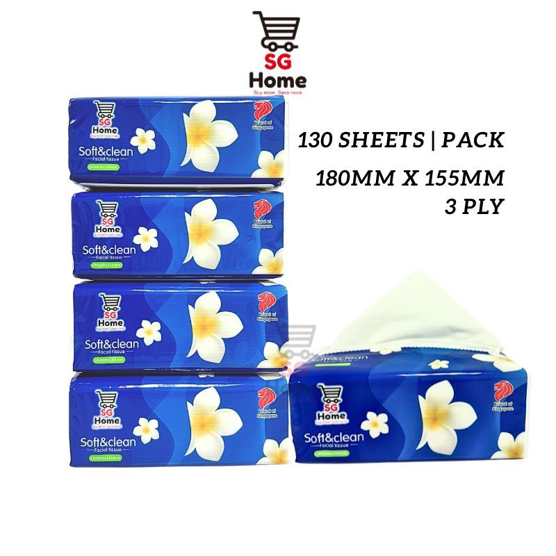[4 packs] Tissue Paper Soft Packet | Pack Tissues | Tissue Cover Facial Tissue l 100% Virgin Pulp 130 sheets | 3 Ply