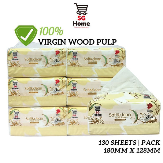 Tissue Packet | 3 Ply Tissue Paper |100% Virgin Wood Pulp | 130 Sheets/Pack X 60Packs CTN