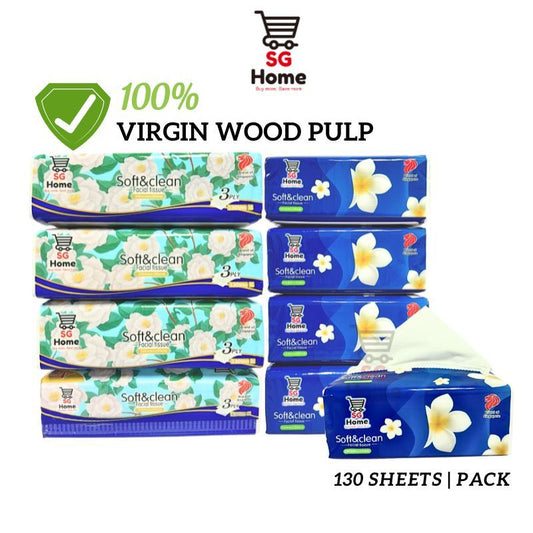 [4 packs] Tissue Paper Soft Packet | Pack Tissues | Tissue Cover Facial Tissue l 100% Virgin Pulp 130 sheets | 3 Ply