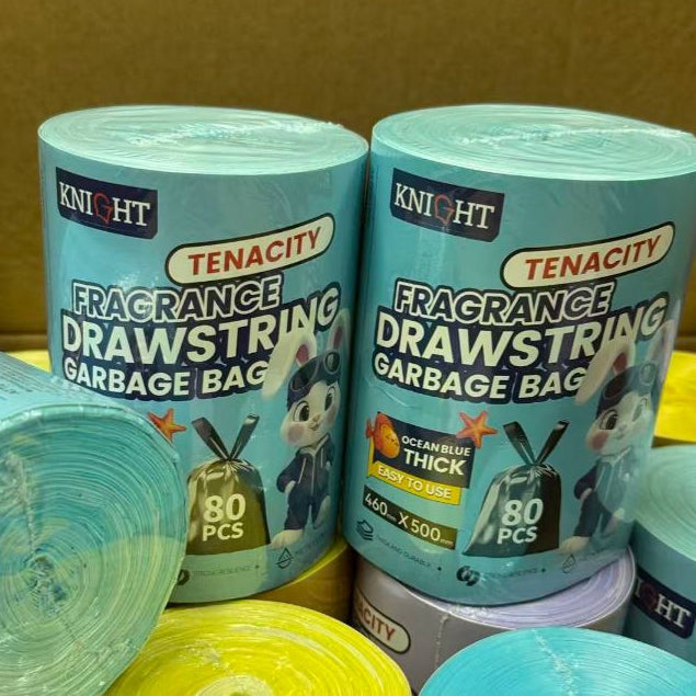 Trash Bags Garbage Bags | Rubbish Bin Bag | Drawstring Kitchen Bag with fragrant | Biodegradable 25 Pcs | Roll