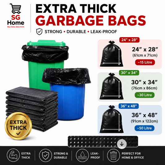 Garbage Bags Trash Bag Heavy Duty Extra Thick Leak Proof Bin Liner Black Garbage Bag | 3 Size