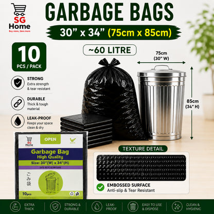 Garbage Bags Trash Bag Heavy Duty Extra Thick Leak Proof Bin Liner Black Garbage Bag | 3 Size
