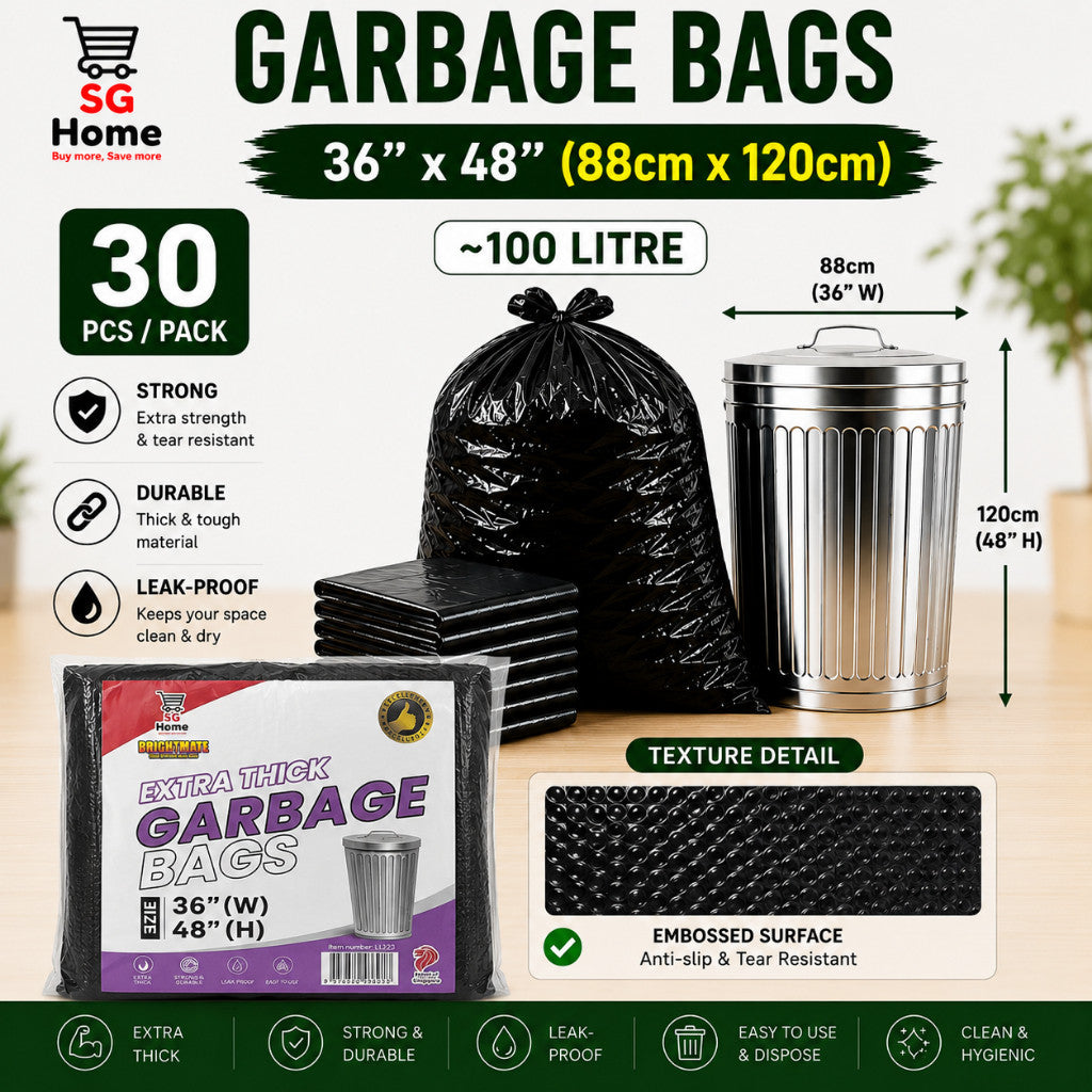 Garbage Bags Trash Bag Heavy Duty Extra Thick Leak Proof Bin Liner Black Garbage Bag | 3 Size