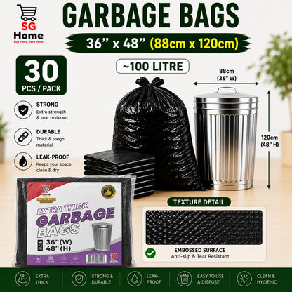Garbage Bags Trash Bag Heavy Duty Extra Thick Leak Proof Bin Liner Black Garbage Bag | 3 Size