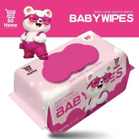 Sg Home Bear| Baby Wipes Wet tissue | Pure Water Baby Wipes Children wipe | Hand Mouth Wet Wipes | 80 Sheets/ Pack