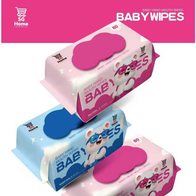 Sg Home Bear| Baby Wipes Wet tissue | Pure Water Baby Wipes Children wipe | Hand Mouth Wet Wipes | 80 Sheets/ Pack