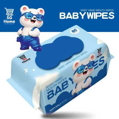 Sg Home Bear| Baby Wipes Wet tissue | Pure Water Baby Wipes Children wipe | Hand Mouth Wet Wipes | 80 Sheets/ Pack