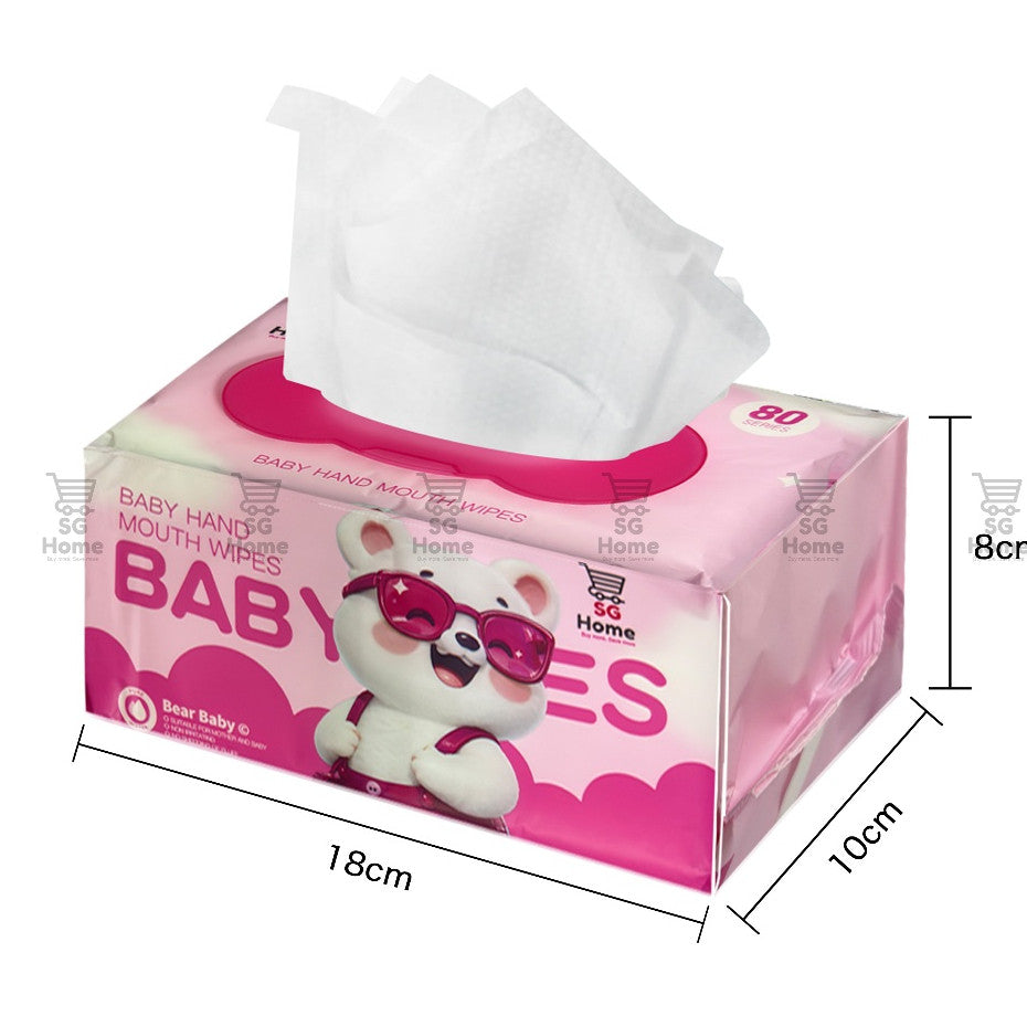 Sg Home Bear| Baby Wipes Wet tissue | Pure Water Baby Wipes Children wipe | Hand Mouth Wet Wipes | 80 Sheets/ Pack